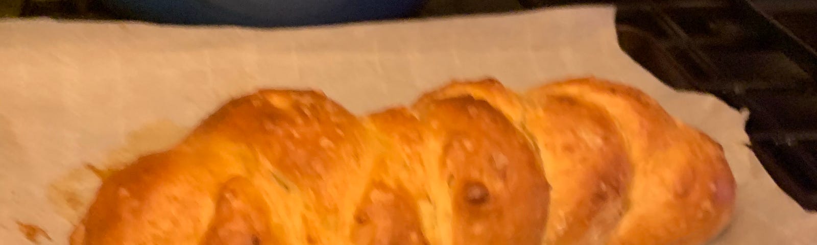 Challah on top of oven