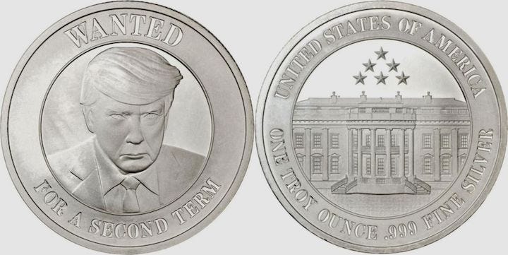 Photo of Donald Trump novelty coin. Satire. Humor. Money. MAGA. America.