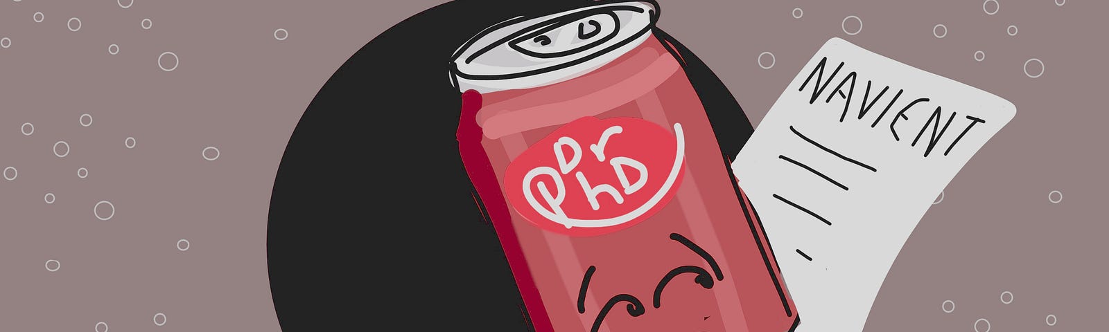 Sad Dr Pepper can holding student loan statement