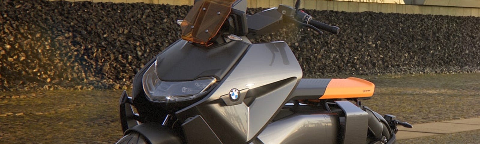 A side-view look at the electric CE 04 motorcycle offering from BMW.