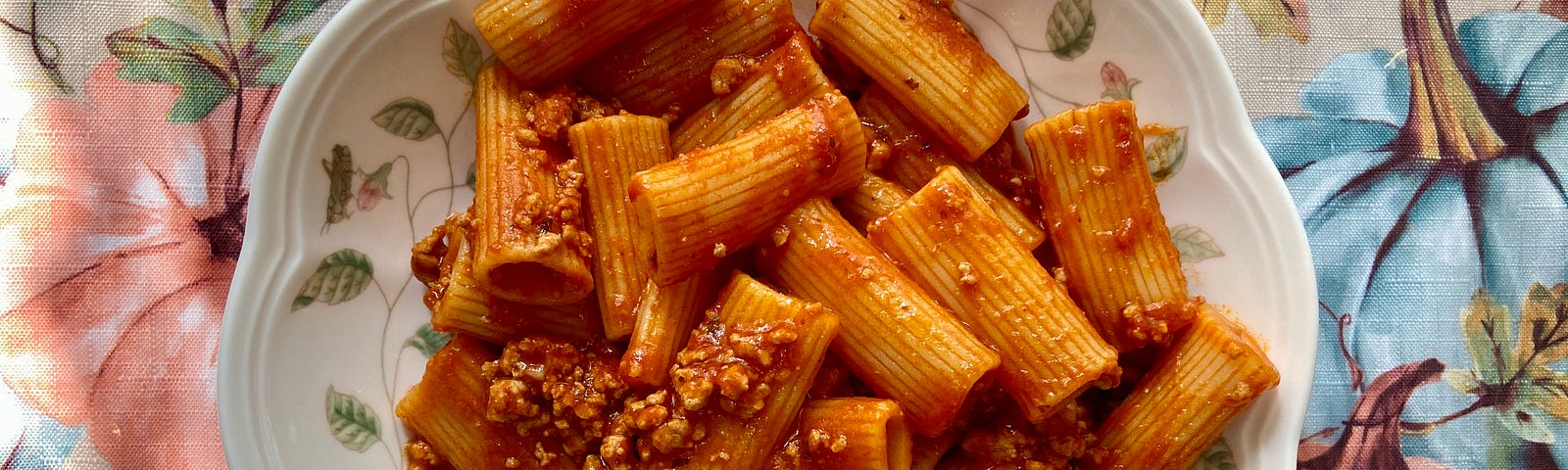 Rigatoni pasta coated in a meat-based Sunday sauce and served at the Italian American table. Photo by Francesca Di Meglio