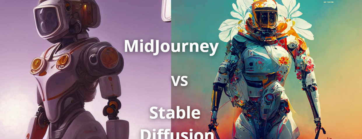 A side by side comparison of MidJourney and Stable Diffusion AI generator tools