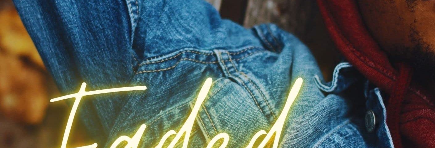 Cover of Faded by Lisa B. Trinidad. Photo of a Black man in a hoodie and denim jacket with his arm over his head. Title and author text.