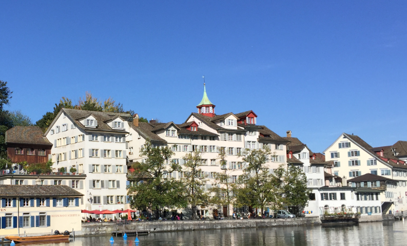 Zurich cityscape seen from across the Limmat river