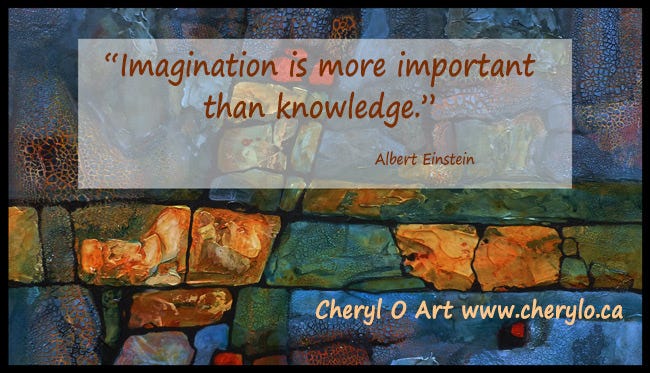 Quote by Albert Einstein “Imagination is more important than knowledge.” Painting by Cheryl O Art