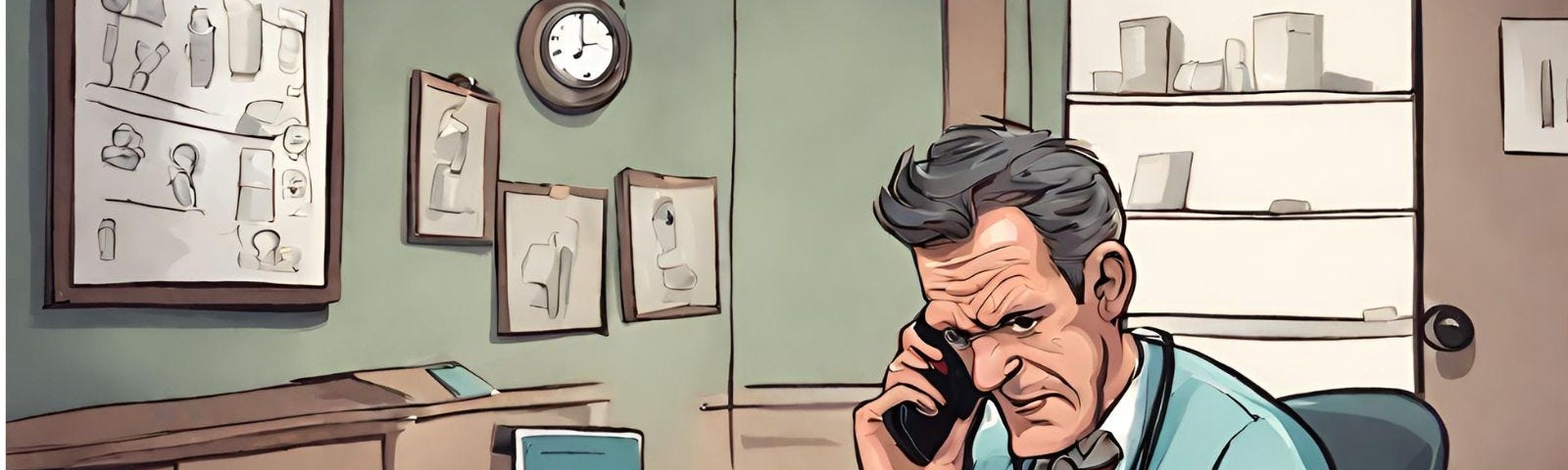 Doctor at desk on phone