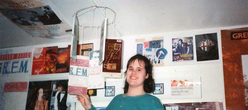 I made a mobile made out of the R.E.M. cd longboxes. Fan-crafty! Photo credit: Imaginary Liz