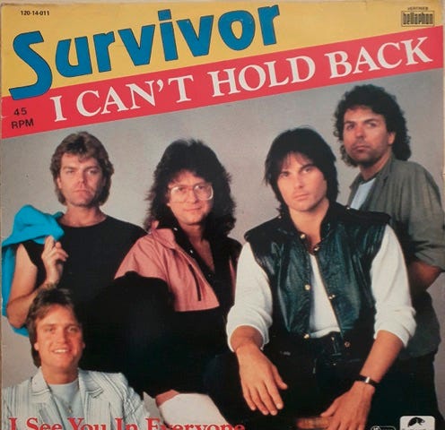 photo of 12” single cover for Survivor’s I Can’t Hold Back
