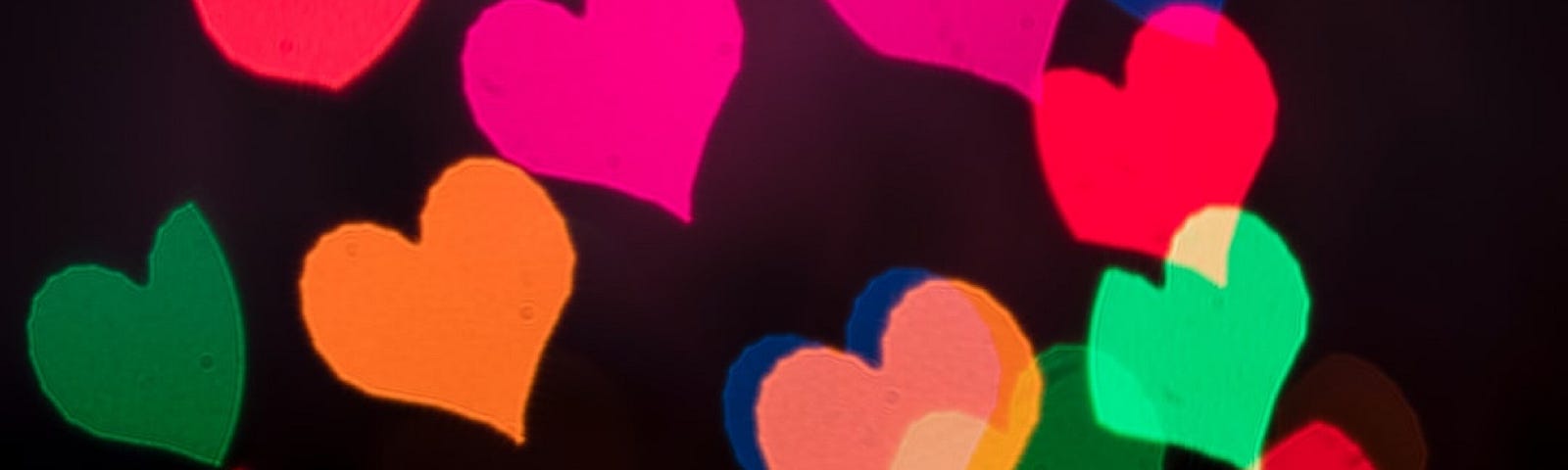 colorful hearts on a black background