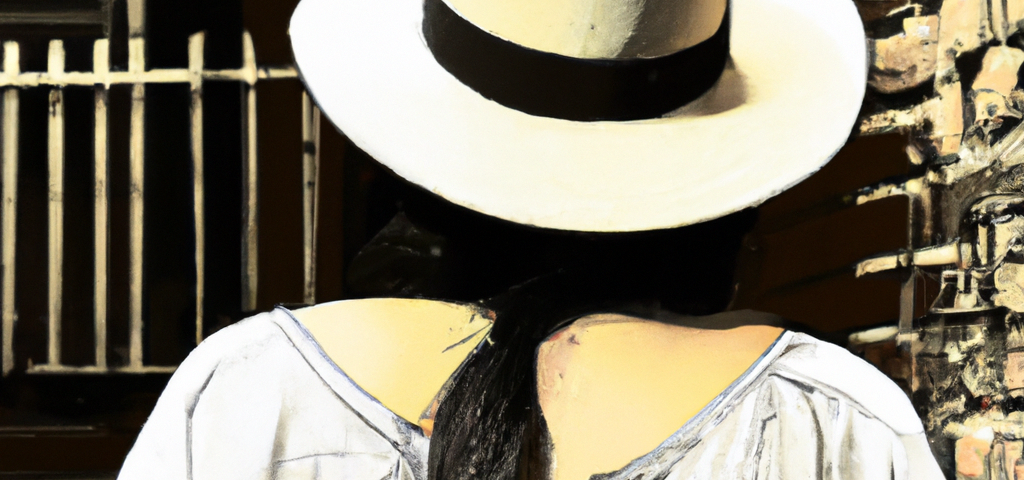 An image of a woman in a panama hat with her back turned towards us.