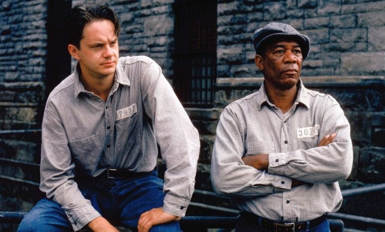 Tim Robbins & Morgan Freeman in a still from The Shawnshank’s Redemption(1994)
