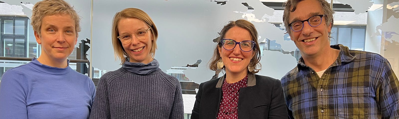 (left to right) Dr Tamsin Edwards, Dr Carrie Bradshaw, Professor Julia Martin-Ortega and Professor Piers Forster pose for a picture following the session