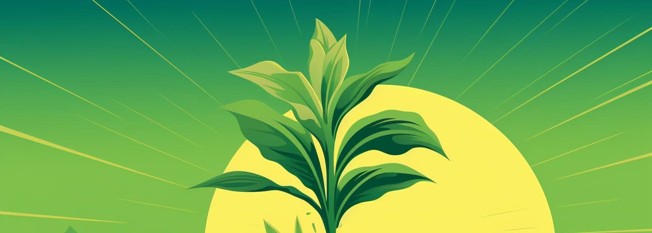 pop art illustration of a plant sprouting from the earth