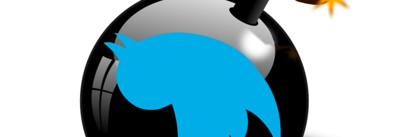 IMAGE: Bomb and Twitter logo upside down
