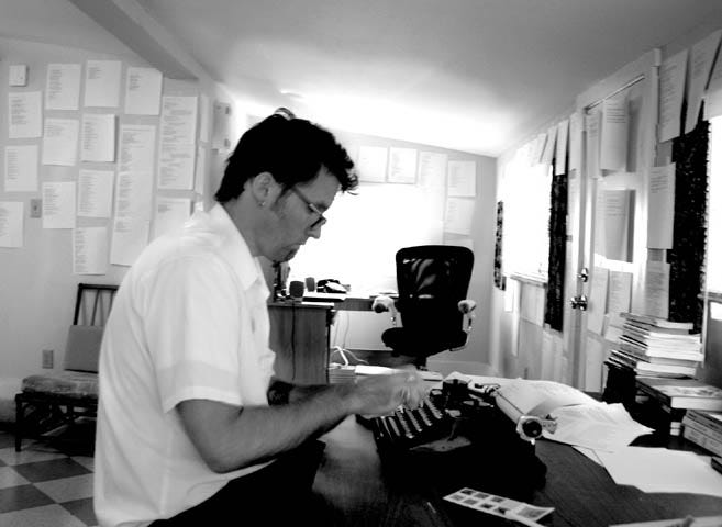 typing at the Kerouac House
