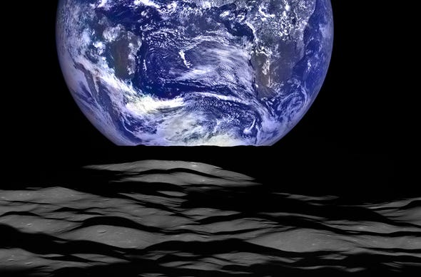 Earth viewed from the Moon. NASA photograph.