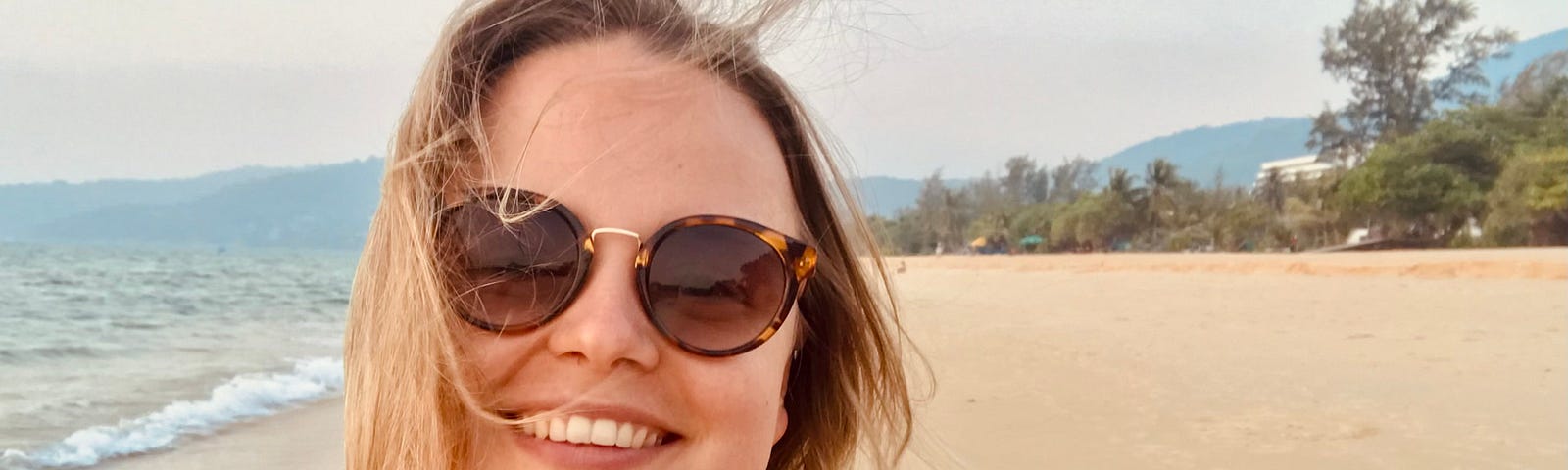 photo of author at empty Karon Beach in Thailand