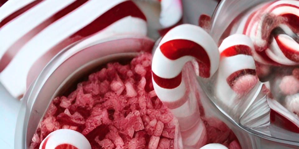 Peppermint candies in a bowl