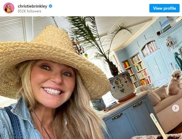 Screen cap of Christie Brinkley’s Instagram account.