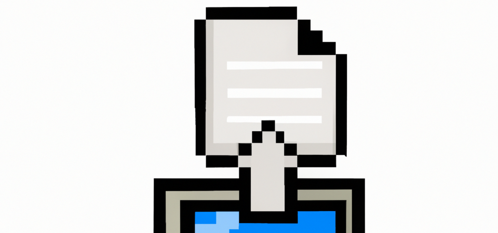 Un ordinateur uploadant un fichier, pixel art
