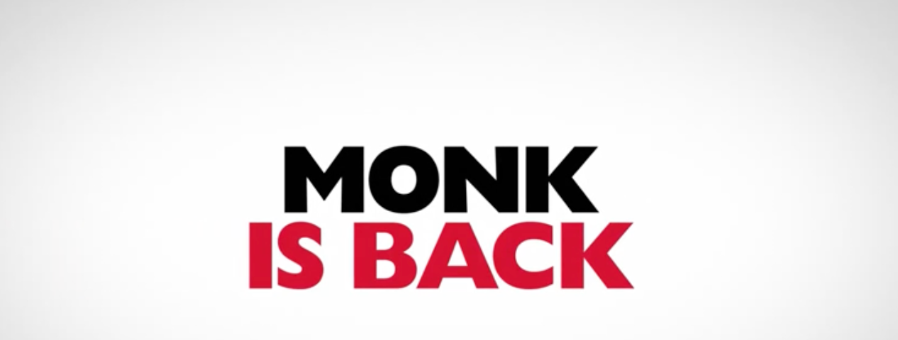 An image that says Monk is back. Monk’sLast Case. Monk, detective, film, review, culture
