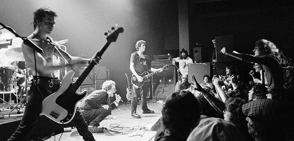 Sex Pistols perform on Jan. 7, 1978 in Memphis during the second stop of their American tour. (AP Photo)