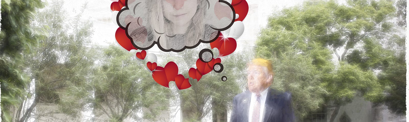 Trump in the Rose Garden dreaming of Naomi Seibt