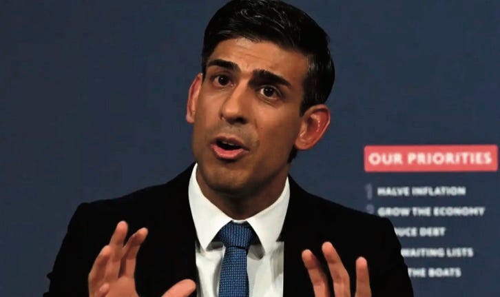 photo of Rishi Sunak gesturing with his hands