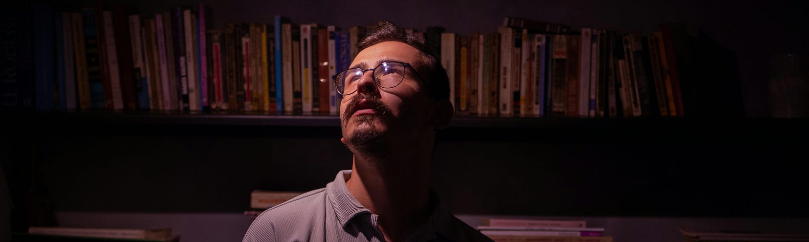 Author looking at a bright idea.