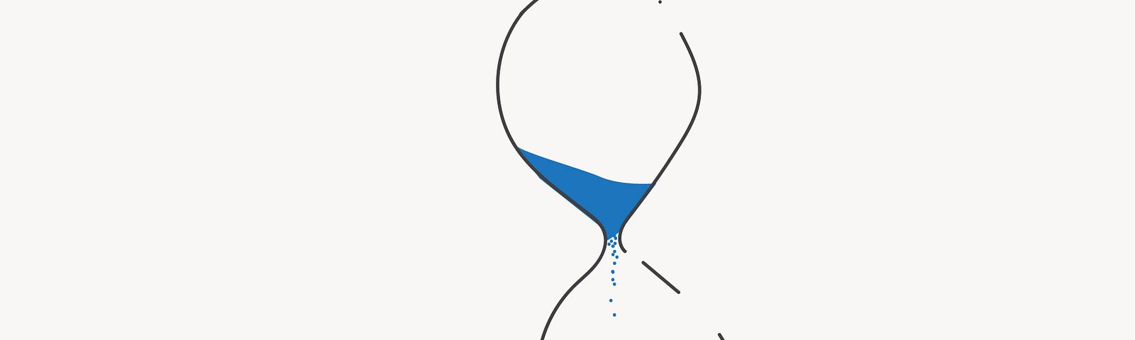 Illustration of an hourglass with blue sand sifting through it