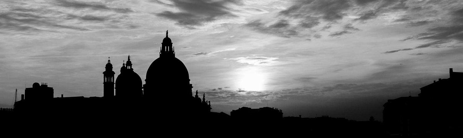 Venice at the sunset black and white