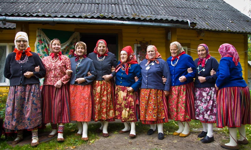 Group of Kihnu elderly ladies: The keepers of the place.
