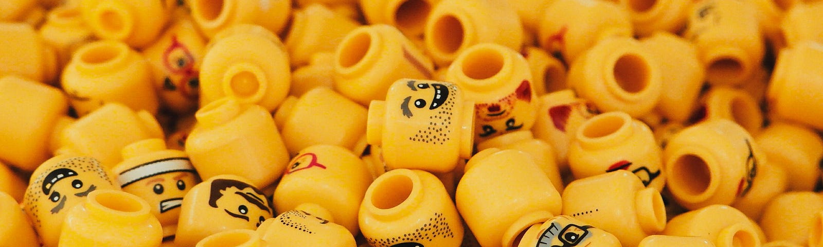 A big pile of Lego minifig heads