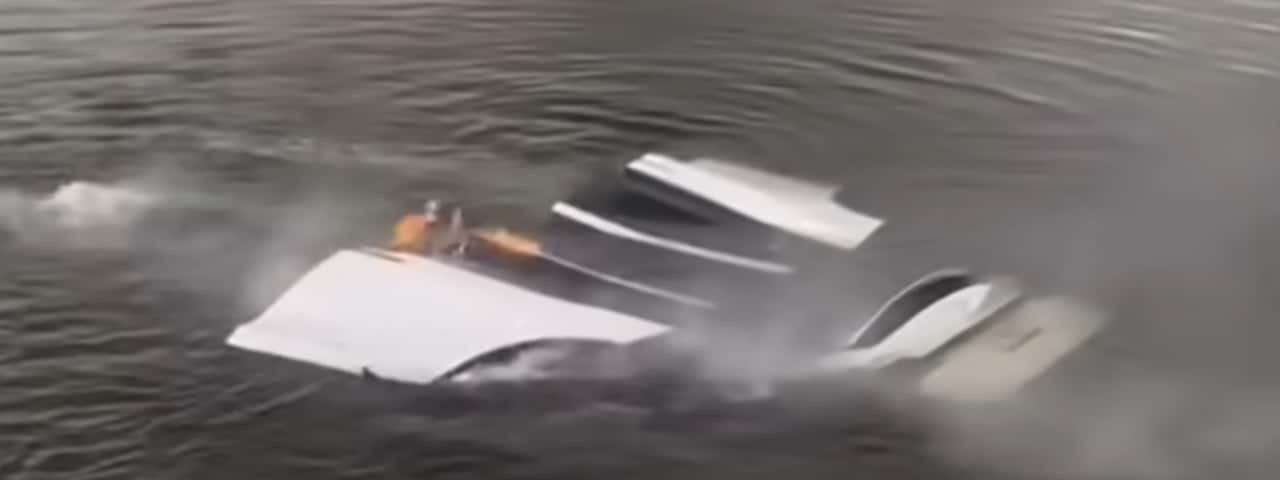 Tesla Model X burned underwater after being submerged