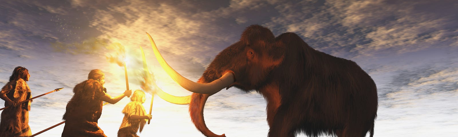 Neanderthals hunting woolly mammoth