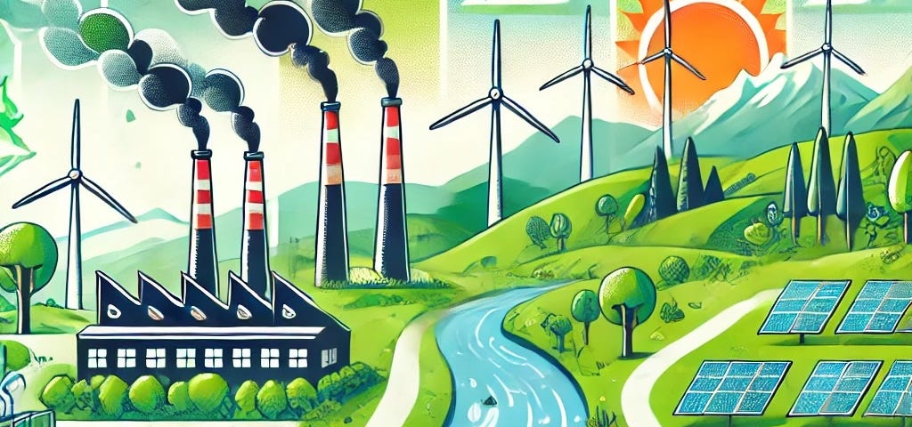 IMAGE: An illustration representing the progress of decarbonization, highlighting the transition from high carbon emissions to a cleaner, greener future
