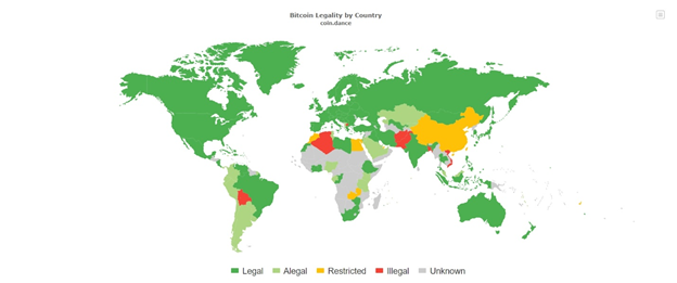 Cryptocurrency legal status by country btc distribution stats