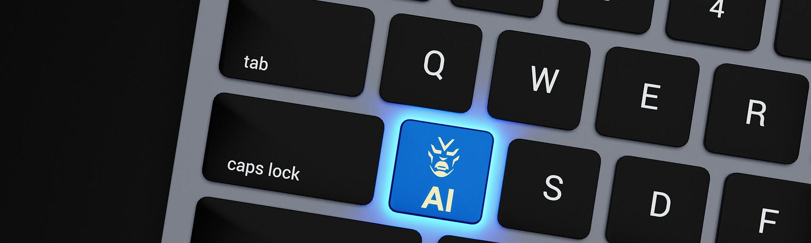 Close up of a laptop keyboard with the an AI key illuminated.