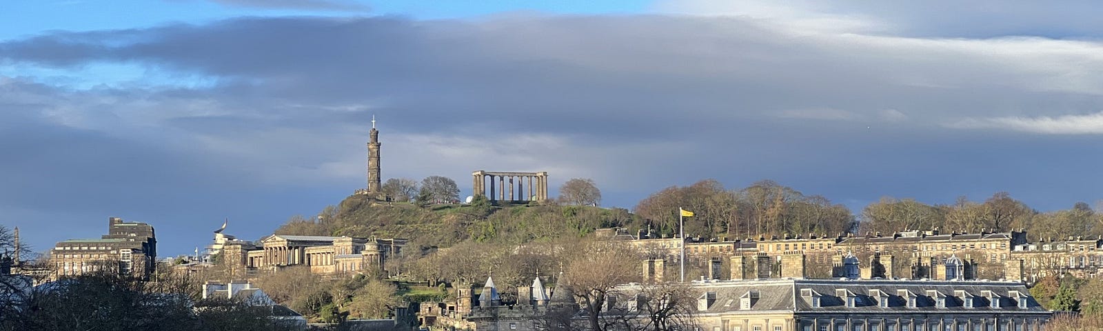 Edinburgh with Holyrood Palace and Calton Hill. Photo by author.