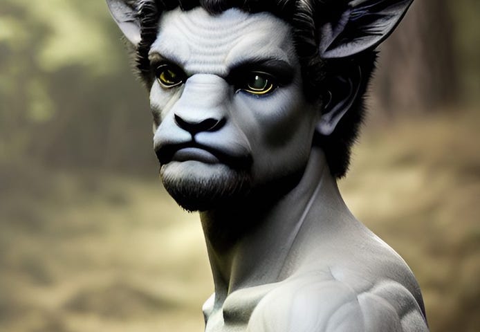 A color realistic depiction of a mythological Satyr. Created by Frank Moone using Dream.AI.