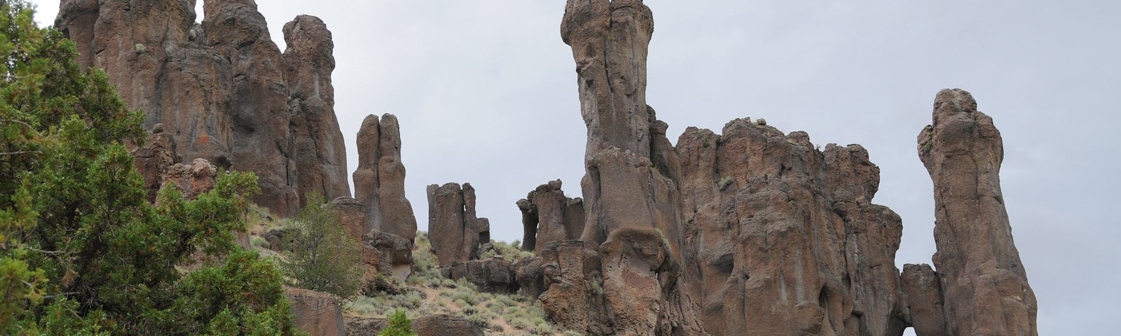 “Fairy chimneys” stand along the cliffs of Jarbidge Canyon in northeastern Nevada.