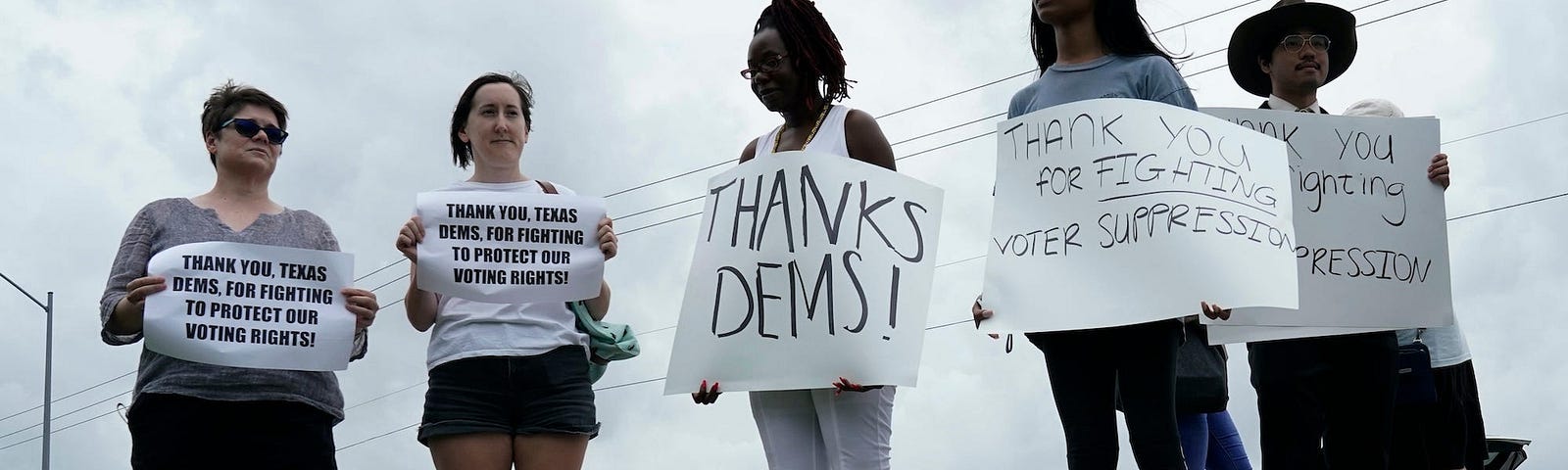 Supporters gather on the street on July 12, 2021, in Austin, Texas.