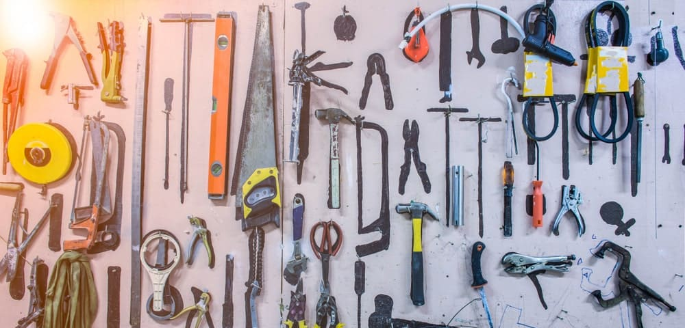 A collection of handyman tools.
