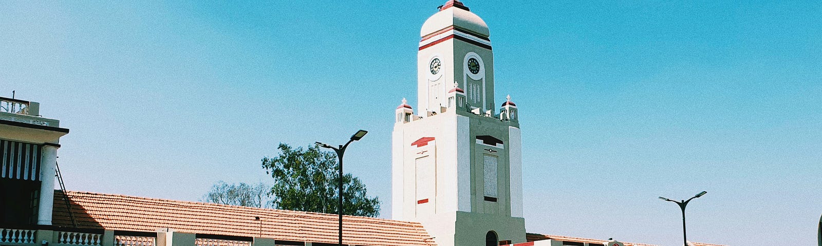 Mysore Railway station. There’s an old-world charm about this place with a tiled roof and an analog clock tower.