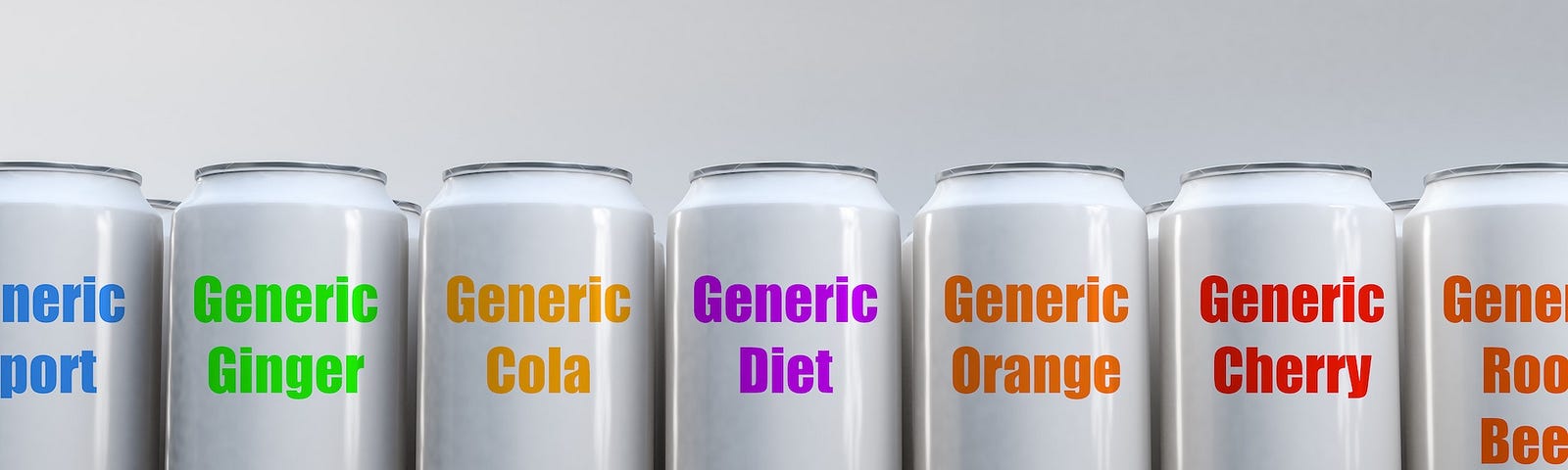 Cans containing various flavors of generic soda. I hope you appreciate that this is the thinnest possible metaphor for this post.