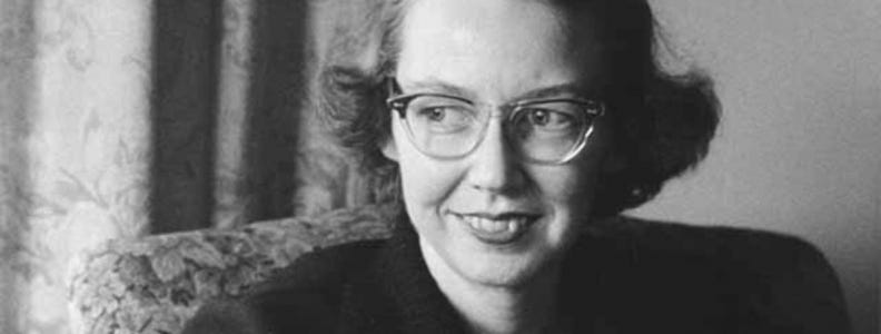 Black-and-white photo of Flannery O’Connor