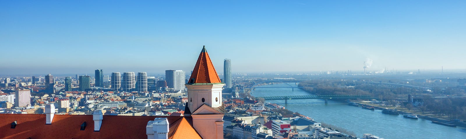 Bratislava (Slovakia) — View from the Crown Tower of the Bratislava Castle