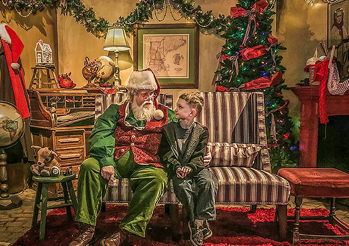 Photo of grandson and Santa Claus.