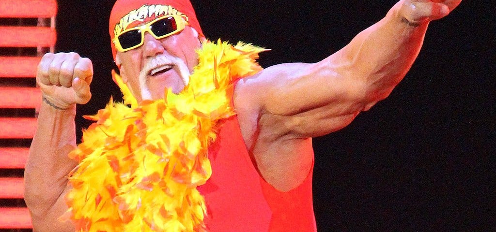 Wrestler Hulk Hogan posing in the ring.