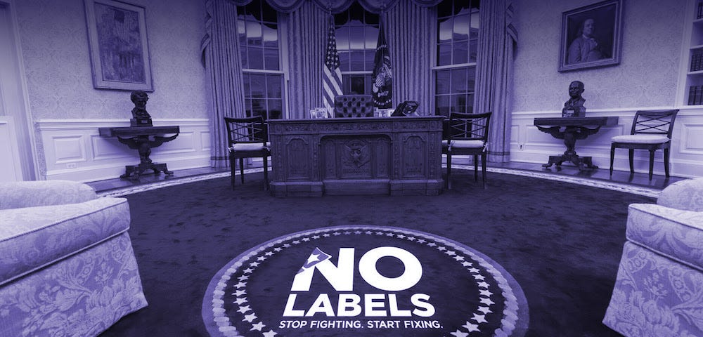 Graphic of the Oval Office with No Labels on the carpet